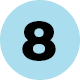 A blue circle with the number eight in it.